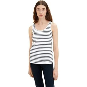 TOM TAILOR Dames Top 32082 Offwhite Navy Stripe, L, 32082 - Offwhite Navy Stripe