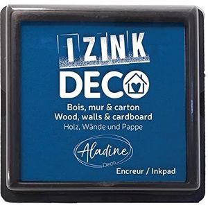 Aladine - Izink decoratief stempelkussen maat XL 10 x 10 cm – zeer dekkende pigmenten, sneldrogend – hoogwaardig schuim, ideaal voor creatieve vingerafdrukken op muur, hout en karton – marineblauw