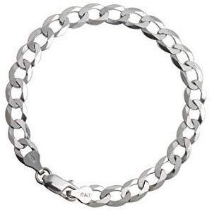 Aka Gioielli® - Armband voor dames en heren, sterling zilver 925, gerhodineerd, pantserketting, 7,4 mm - lengte: 20 22 cm, metaal