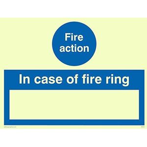 Viking Signs MF323-A5L-PV""Fire Action In Case Of Fire Ring sticker, helder, 150 mm H x 200 mm B