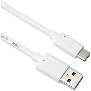 PremiumCord USB-C naar USB 3.0 verbindingskabel 3 m, SuperSpeed datakabel tot 10 Gbit/s, sluit aan tot 3 A, USB 3.1 type C. Kleur: wit, lengte: 2 m