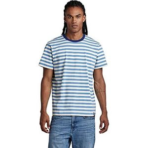 G-STAR RAW Essential Stripe Loose T-shirt voor heren, meerkleurig (Milk/Deep Wave Stripe D281-g012), L, meerkleurig (Milk/Deep Wave Stripe D281-g012)