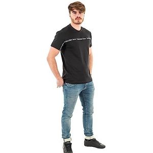 Calvin Klein Jeans - Heren T-shirt Regular met logo band - maat, Zwart/Wit