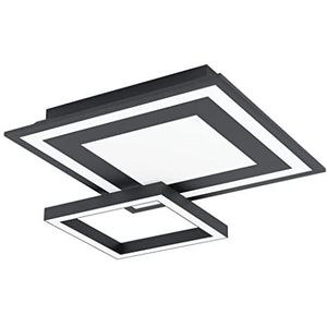 EGLO connect Savatarila-C Led-plafondlamp, 2 lichtpunten, gemaakt van staal en kunststof in zwart, wit, kleurtemperatuurverandering (warm, neutraal, koud), RGB, dimbaar, L x B 45 cm