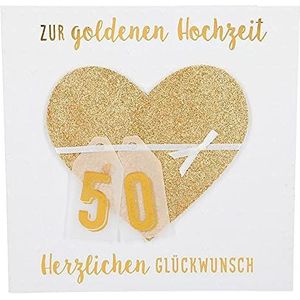Depesche 8211.048 Glamour wenskaart voor bruiloft, 15,5 x 15,5 cm met glitterelementen zonder tekst aan de binnenkant