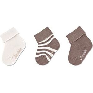 Sterntaler GOTS Babysokjes, 3-delige gestreepte sokken, bruin, normale babyjongens, bruin, Eén maat, Braun