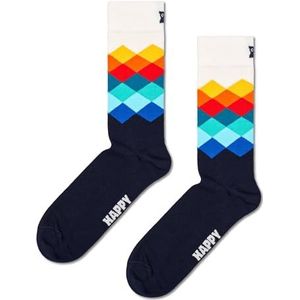 Happy Socks Faded Diamond Sock Calcetines Unisex (1 stuk), Blauw