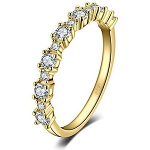 JewelryPalace Verlovingsring voor dames, trouwring, zirkonia in ringen zilver 925 zilver bruiloft belofte band sets cadeau verjaardag prachtig geel gouden plaat dames sieraden, Edelsteen,