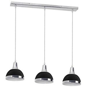 Premier Housewares 2501649 set van 3 hanglampen + lampenkap, zwart/chroom, 120 x 68 x 18 cm