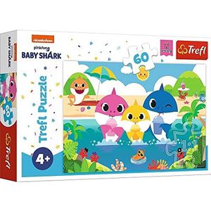 Trefl - Baby Shark, de familie Shark op vakantie - 60-delige puzzel - kleurrijke puzzels met sprookjesfiguren, Nickelodeon, creatief entertainment, plezier voor kinderen