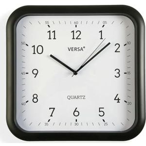 Versa Horloge murale noire plastique quartz 3,5 x 28,5 x 29,5 cm