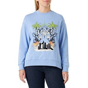 BOSS Dames sweatshirt C_eslit_Print, Open Blue472, L, Open Blue472