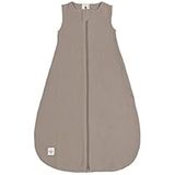 LÄSSIG Babyslaapzak voor de zomer, mouwloos, Muslin katoen, GOTS-gecertificeerd, unisex/Muslin Sleeping Bag taupe, maat 50/56 0-2 maanden