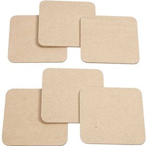 Onderzetters, afmetingen 10 x 10 cm, dikte 3 cm, MDF, 6 stuks.