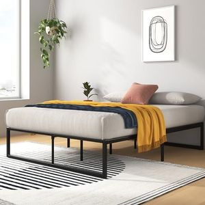 ZINUS Lorelai 36 cm bedframe met metalen platform, metalen lattenbodem, opbergruimte onder het bed, eenvoudig te installeren, 120 x 190 cm, zwart