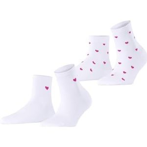 ESPRIT Mesh Heart W Sso Set van 2 paar katoenen sokken met patroon, korte damessokken (2 stuks), Gebroken wit (gebroken wit 2010)