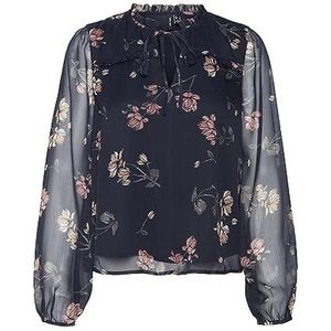 VERO MODA Vmmilla LS Top Wvn Ga Noos T-shirt met lange mouwen voor dames, marineblauw blazer