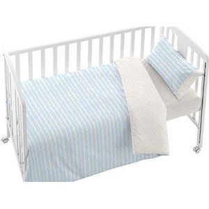 Burrito Blanco Dekbedovertrek voor kinderbed, dekbedovertrek 60 x 120 cm, bed 60 cm, 100% katoen, verkrijgbaar in verschillende maten en kleuren, kleur blauw