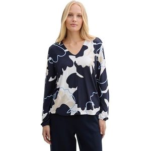 TOM TAILOR 1045559 T-shirt met lange mouwen voor dames, 37124 - Ontwerp met grote bloemenvormen, S