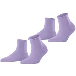 ESPRIT Dames Basic Pure 2-pack korte sokken ademend duurzaam biologisch katoen versterkte opgerolde randen zonder druk op het been effen multipack set van 2 paar, Paars (Lupine 6903)