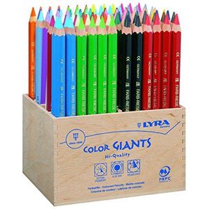 LYRA Color Giants Set van 96 kleurpotloden van hout, verschillende kleuren, ideaal voor kinderen en scholen