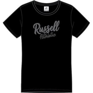 RUSSELL ATHLETIC Stefi-s/S dames T-shirt met ronde hals, zwart, M, zwart.