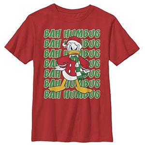 Disney Donald Duck Bah Humbug Christmas Text Stack Boys T-shirt, rood, XS, Rood