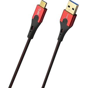 Oehlbach USB-Evolution C3 Premium USB-A naar 3.1 USB-C oplaadkabel en datakabel, 50 cm, zwart/rood