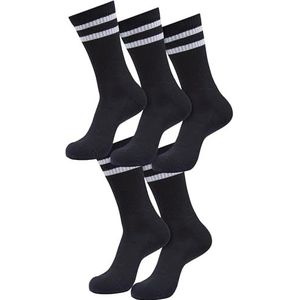 Urban Classics 5 paar sokken met dubbele strepen, uniseks, Zwart/Wit