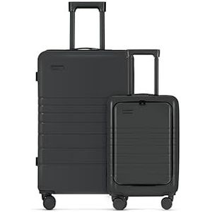 ETERNITIVE - Set van 2 koffers | Reiskoffer van ABS | Harde koffer met TSA-slot | 360° rolkoffer | Handbagage, grijs., 2-delige kofferset (S+L)
