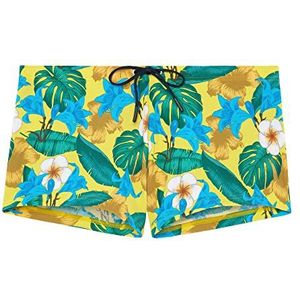 WUKX Boxer de bain Tropicana pour homme, imprimé tropical sur fond jaune, taille S, Imprimé tropical sur fond jaune, S