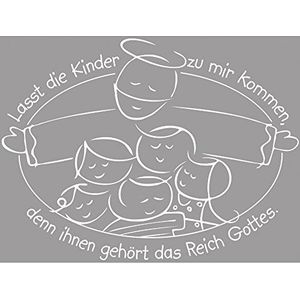 Rayher Houten stempel ""Lasst die Kids kom"", rubber, grijs, 0,9 x 0,7 x 0,26 cm