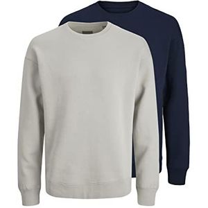 JACK & JONES Jjebradley Sweatshirt Crew 2 stuks Mp Trainingspak voor heren, Marineblauwe blazer/verpakking: marineblauw + Moonbeam