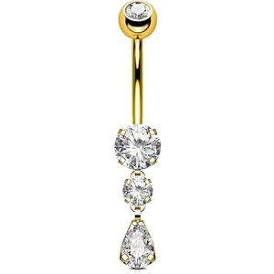 OUFER Body Piercing Internally Titanium Belly Button Bars 14G/1.6mm Navel Piercing Jewellery Gold Teardrop Navel Bars 10mm Belly Bars Belly Button Piercings Belly Button Ring
