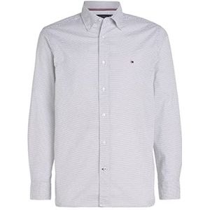 Tommy Hilfiger Core Flex Mini Geo Prt Rf T-shirt casual overhemden voor heren, Wit/marineblauw carbon
