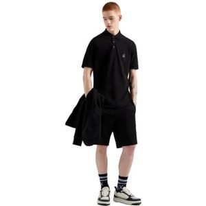 Armani Exchange Icon Project Poloshirt voor heren, met geborduurd logo, zwart, maat M, zwart, zwart., M