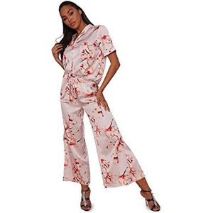 Chi Chi London Damespyjama set Oosterse bloemenprint in pyjama roze, maat 46, roze, 42, Roze