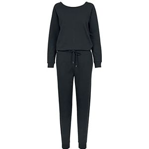 Urban Classics Jumpsuit voor dames, badstof, lange mouwen, jumpsuit, jumpsuit voor dames, pak van 1, Zwart (00007)