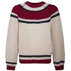 Pepe Jeans Kameronn pullover van wol voor meisjes, Beige en rood (808 schuim)