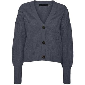 Vero Moda Vmlea Ls Damesvest met V-hals, Blauw Grijs