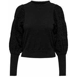 ONLY Vrouwelijke gebreide trui, mouwdetails:, zwart.