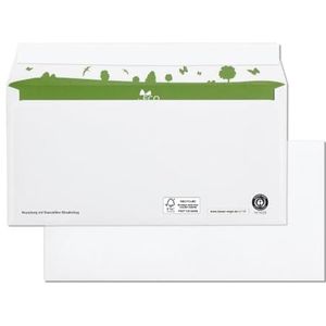 beeco 01720161 gerecyclede enveloppen met interne druk, groen, 500 stuks met zelfklevende sluiting, lang 110 x 220 mm, 80 g, wit