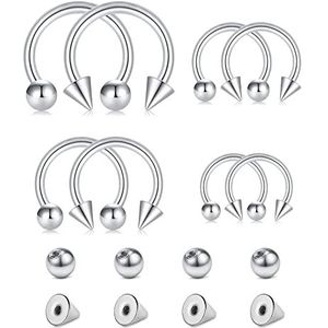 Longita 16G 10MM Piercing Hoefijzer Septum Ring Vrouwen Roestvrij Staal Neuspiercing Ringen Helix Hoop Kraakbeen Oorbellen Vervanging, Lak Roestvrij staal metaal