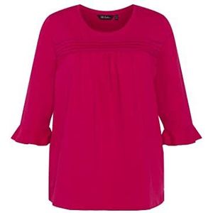 Ulla Popken T-shirts met ruches voor dames, kleur roze, 54, Kleur: roze