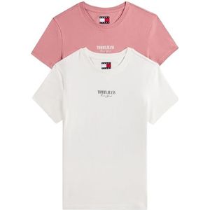 Tommy Jeans T-shirt S/S pour femme, Multicolore (écru/baies de Tahiti), XXS