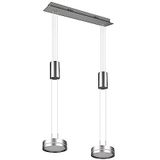 TRIO, Suspension, Franklin incl. 2 x LED,SMD,9,0 Watt,3000K,1050 Lm. Plastique, Blanc, Corps: Aluminium, Nickel mat L:55,0cm, L:14,0cm, H:150,0cm