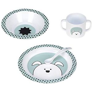 LÄSSIG Kinderserviesset (bord, beker, lepel) zonder melamine, BPA-vrij, vaatwasser- en magnetronbestendig, PP Little Chums Dog