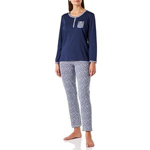 Damart - Pyjamaset voor dames - zachte jersey mesh - warme en comfortabele boven- en onderkant van de pyjama, Marine Animalier