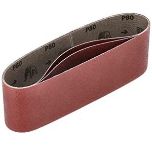Mirka 3 stuks schuurbanden weefselband 75 x 533 mm / korrelgrootte P80 / hoogwaardige schuurband voor bandschuurmachines / voor het slijpen van hout en metaal