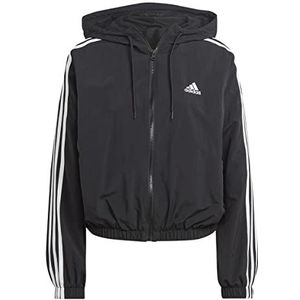 adidas Essentials 3-strepen windjack voor dames, zwart/wit